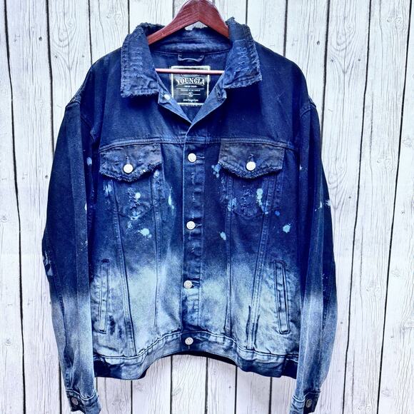 YoungLA Swaggy Jean Jacket Black Wash Size X-Lg - Picture 2 of 4